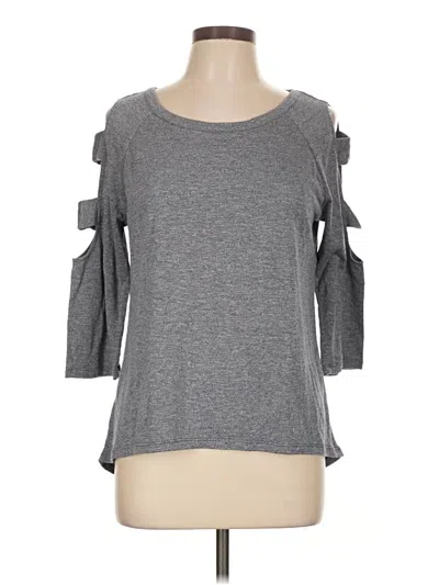 Pre-owned Como Blu 3/4 Sleeve Top Gray Cold Shoulder Neckline Tops