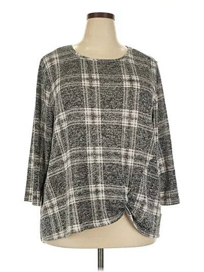 Pre-owned Como Blu 3/4 Sleeve Top Gray Square Neckline Tops
