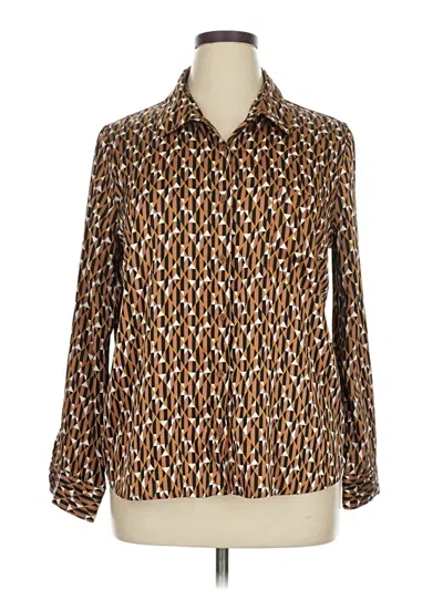 Pre-owned Como Blu Long Sleeve Blouse In Brown