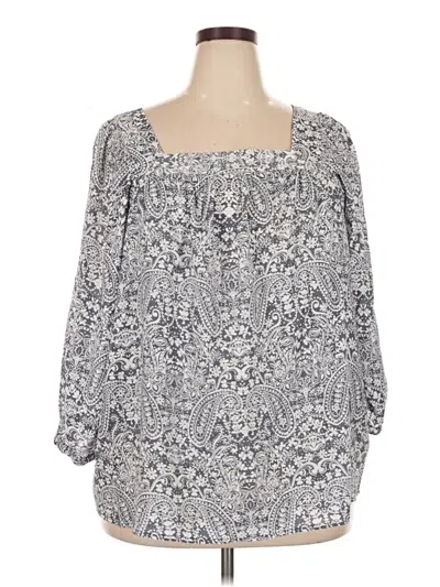 Pre-owned Como Blu Long Sleeve Blouse In Gray