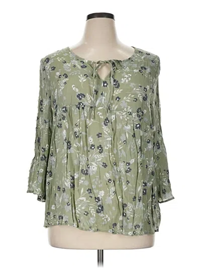 Pre-owned Como Blu Long Sleeve Blouse In Green