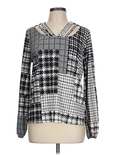Pre-owned Como Blu Long Sleeve Blouse In Silver
