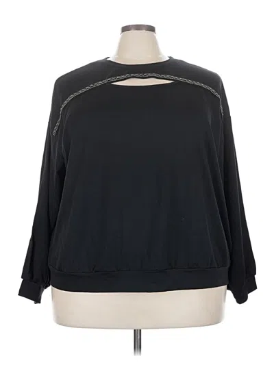 Pre-owned Como Blu Long Sleeve Top Black Keyhole Neckline Tops