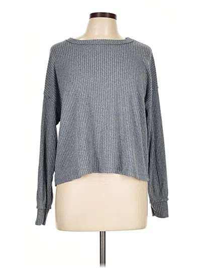 Pre-owned Como Blu Long Sleeve Top Gray Cowl Neck Tops