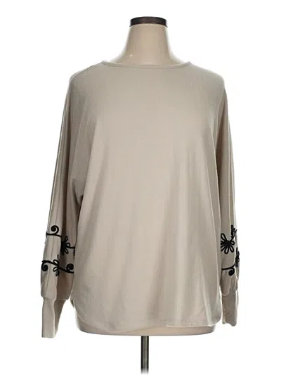 Pre-owned Como Blu Long Sleeve Top Tan Crew Neck Tops