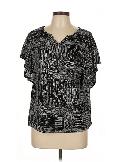 Pre-owned Como Blu Short Sleeve Blouse In Black