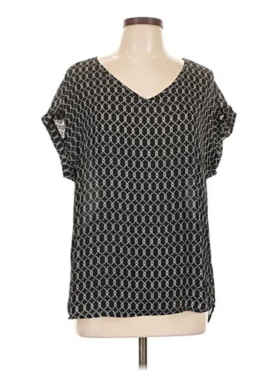 Pre-owned Como Blu Short Sleeve Blouse In Black
