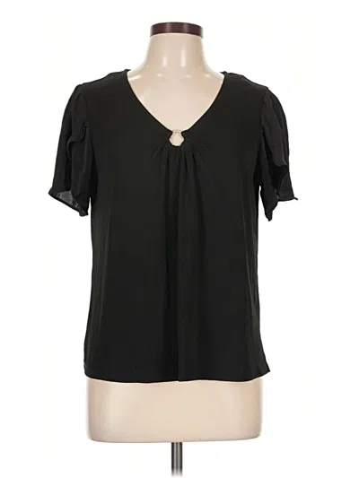 Pre-owned Como Blu Short Sleeve Blouse In Black