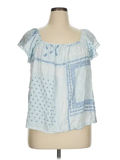 Pre-owned Como Blu Short Sleeve Blouse In Blue