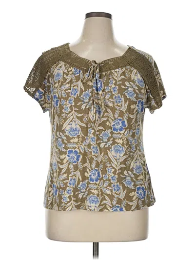 Pre-owned Como Blu Short Sleeve Blouse In Brown
