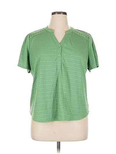 Pre-owned Como Blu Short Sleeve Blouse In Green
