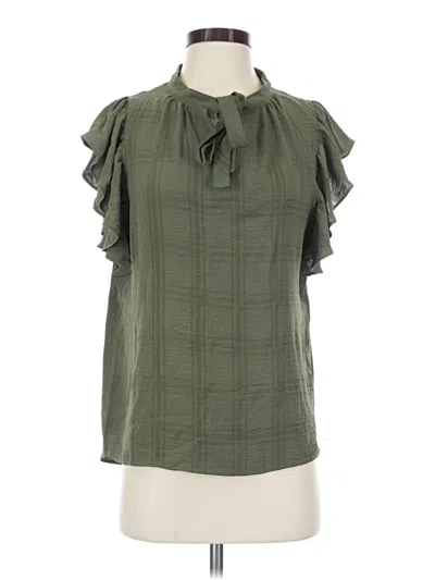 Pre-owned Como Blu Short Sleeve Blouse In Green