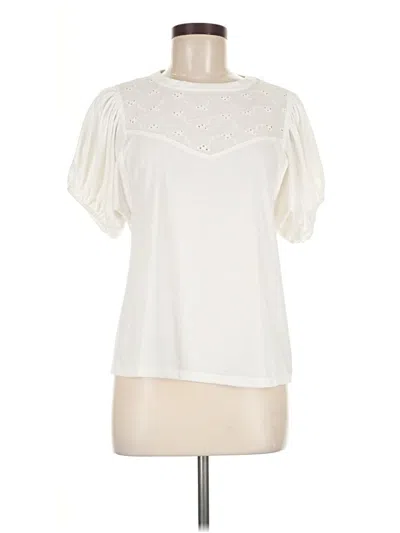 Pre-owned Como Blu Short Sleeve Blouse In Ivory