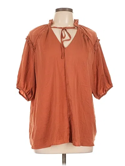 Pre-owned Como Blu Short Sleeve Blouse In Orange