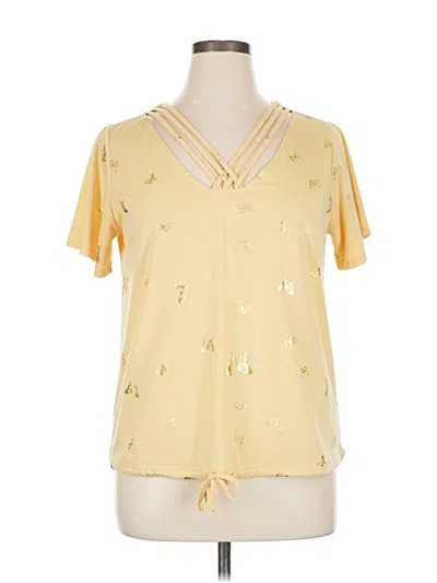 Pre-owned Como Blu Short Sleeve Blouse In Yellow