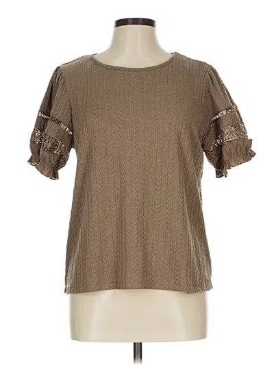 Pre-owned Como Blu Short Sleeve Top Brown Square Neckline Tops