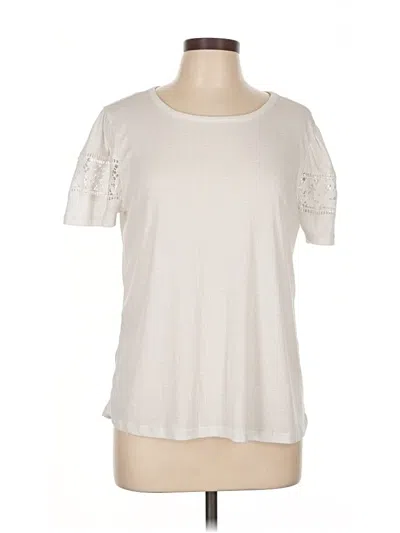 Pre-owned Como Blu Short Sleeve Top Ivory Crew Neck Tops In White