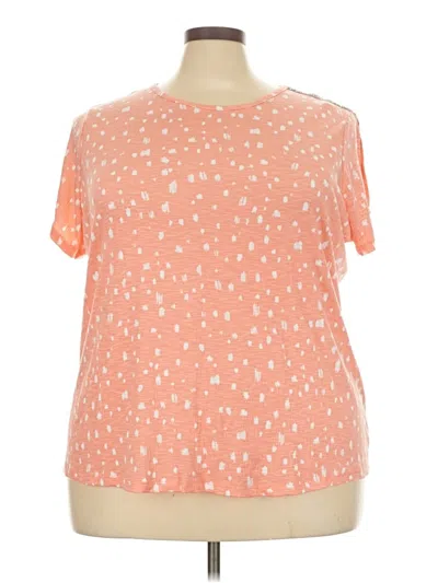 Pre-owned Como Blu Short Sleeve Top Orange Stars Pattern Cold Shoulder Neckline Tops