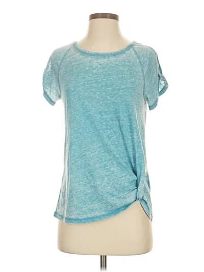 Pre-owned Como Blu Short Sleeve Top Teal Keyhole Neckline Tops