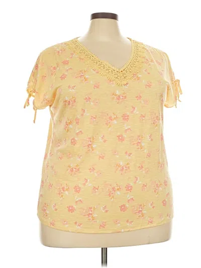 Pre-owned Como Blu Short Sleeve Top Yellow Sweetheart Neckline Tops