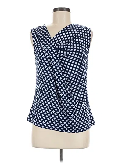 Pre-owned Como Blu Tank Top Blue Plunge Neckline Tops