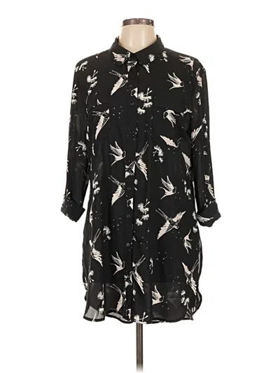 Pre-owned Como Vintage 3/4 Sleeve Blouse In Black