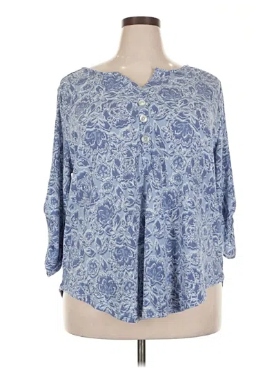 Pre-owned Como Vintage 3/4 Sleeve Blouse In Blue