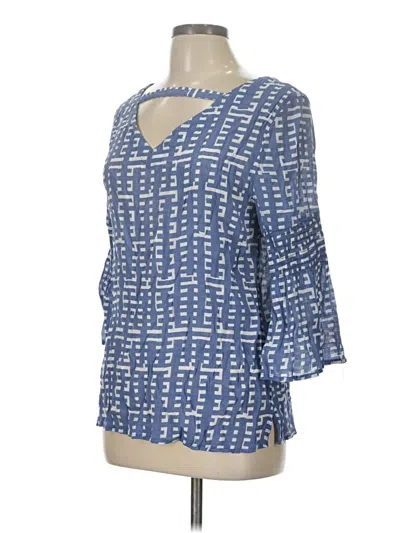 Pre-owned Como Vintage 3/4 Sleeve Blouse In Blue