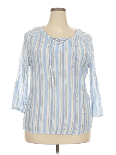 Pre-owned Como Vintage 3/4 Sleeve Blouse In Blue