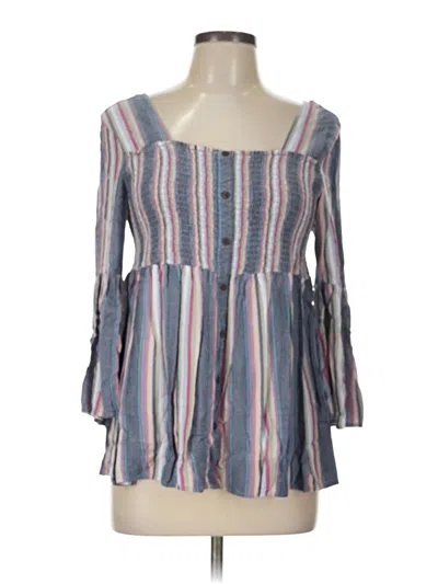 Pre-owned Como Vintage 3/4 Sleeve Blouse In Blue
