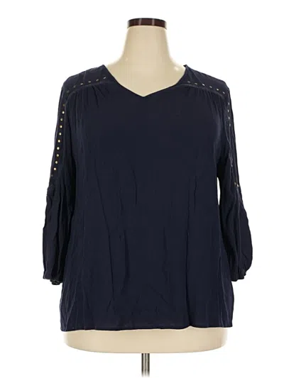 Pre-owned Como Vintage 3/4 Sleeve Blouse In Blue