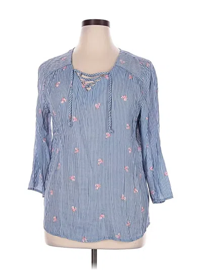 Pre-owned Como Vintage 3/4 Sleeve Blouse In Blue