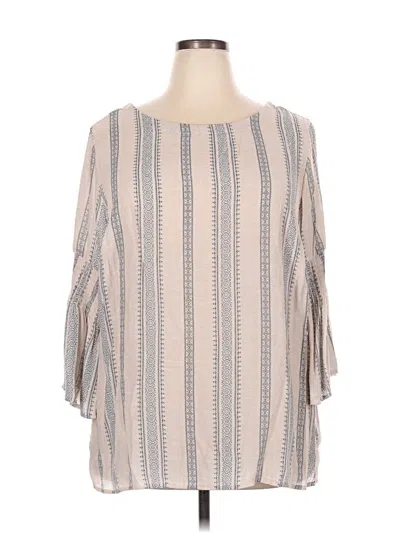 Pre-owned Como Vintage 3/4 Sleeve Blouse In Brown