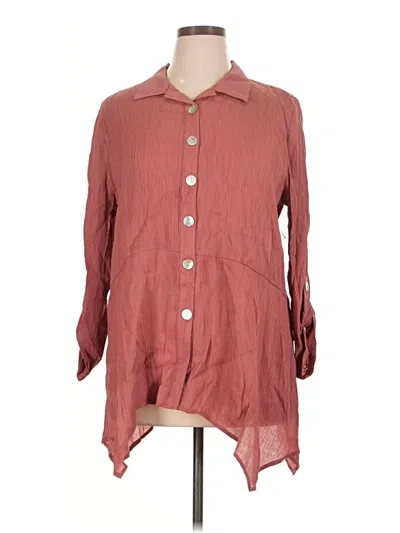 Pre-owned Como Vintage 3/4 Sleeve Blouse In Burgundy