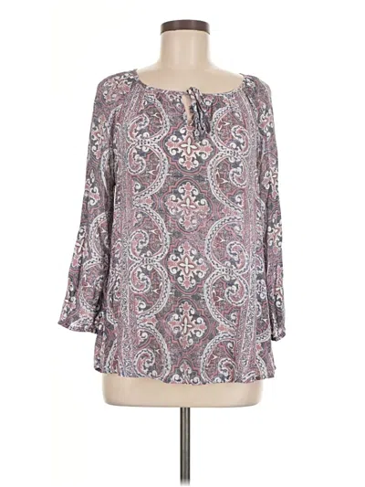 Pre-owned Como Vintage 3/4 Sleeve Blouse In Gray