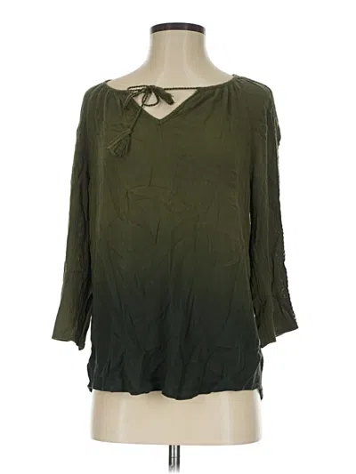 Pre-owned Como Vintage 3/4 Sleeve Blouse In Green