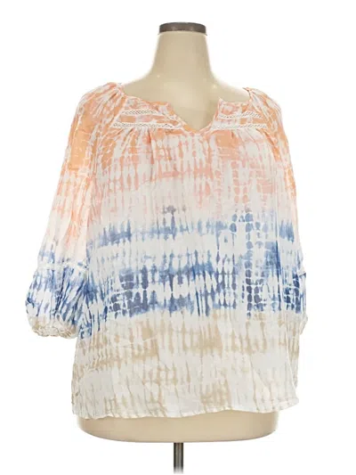Pre-owned Como Vintage 3/4 Sleeve Blouse In Orange