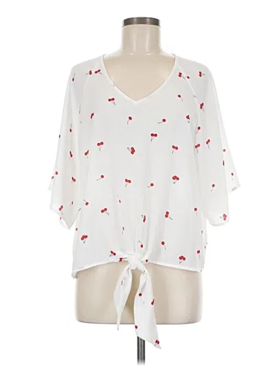 Pre-owned Como Vintage 3/4 Sleeve Blouse In White