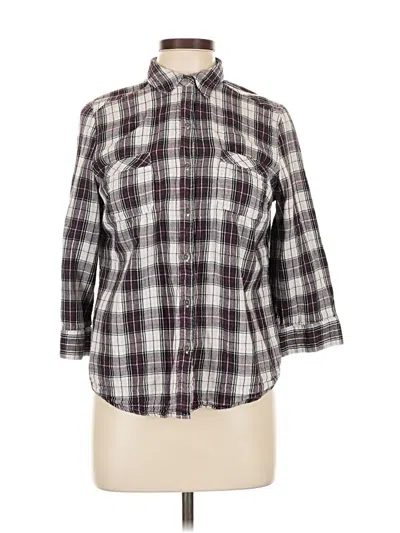 Pre-owned Como Vintage 3/4 Sleeve Button Down Shirt In Gray