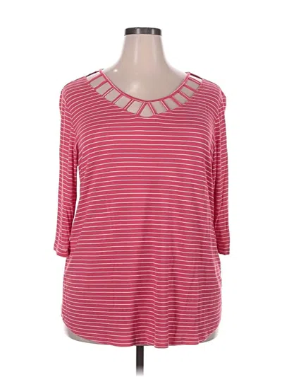 Pre-owned Como Vintage 3/4 Sleeve Top Red Keyhole Neckline Tops