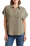 Como Vintage Airflow Button-up Shirt In Smokey Olive
