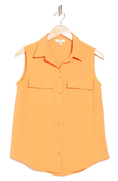 Como Vintage Airflow Safari Button-up Shirt In Orange