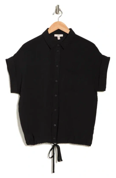 Como Vintage Airflow Tie Button-up Shirt In Black