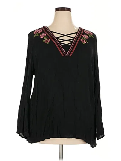 Pre-owned Como Vintage Long Sleeve Blouse In Black