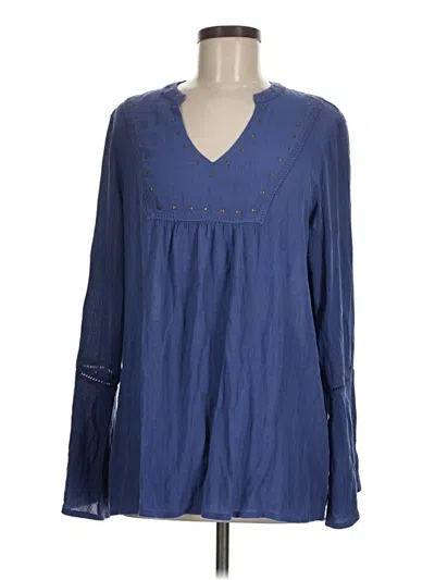 Pre-owned Como Vintage Long Sleeve Blouse In Blue