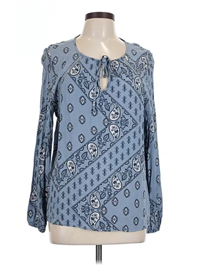 Pre-owned Como Vintage Long Sleeve Blouse In Blue