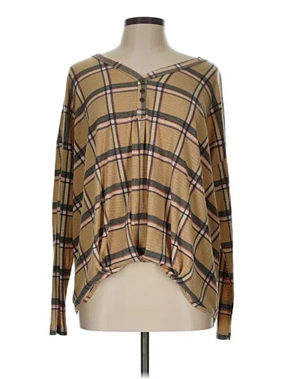 Pre-owned Como Vintage Long Sleeve Blouse In Brown
