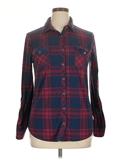 Pre-owned Como Vintage Long Sleeve Blouse In Burgundy