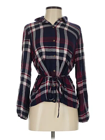 Pre-owned Como Vintage Long Sleeve Blouse In Burgundy