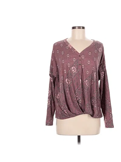 Pre-owned Como Vintage Long Sleeve Blouse In Burgundy